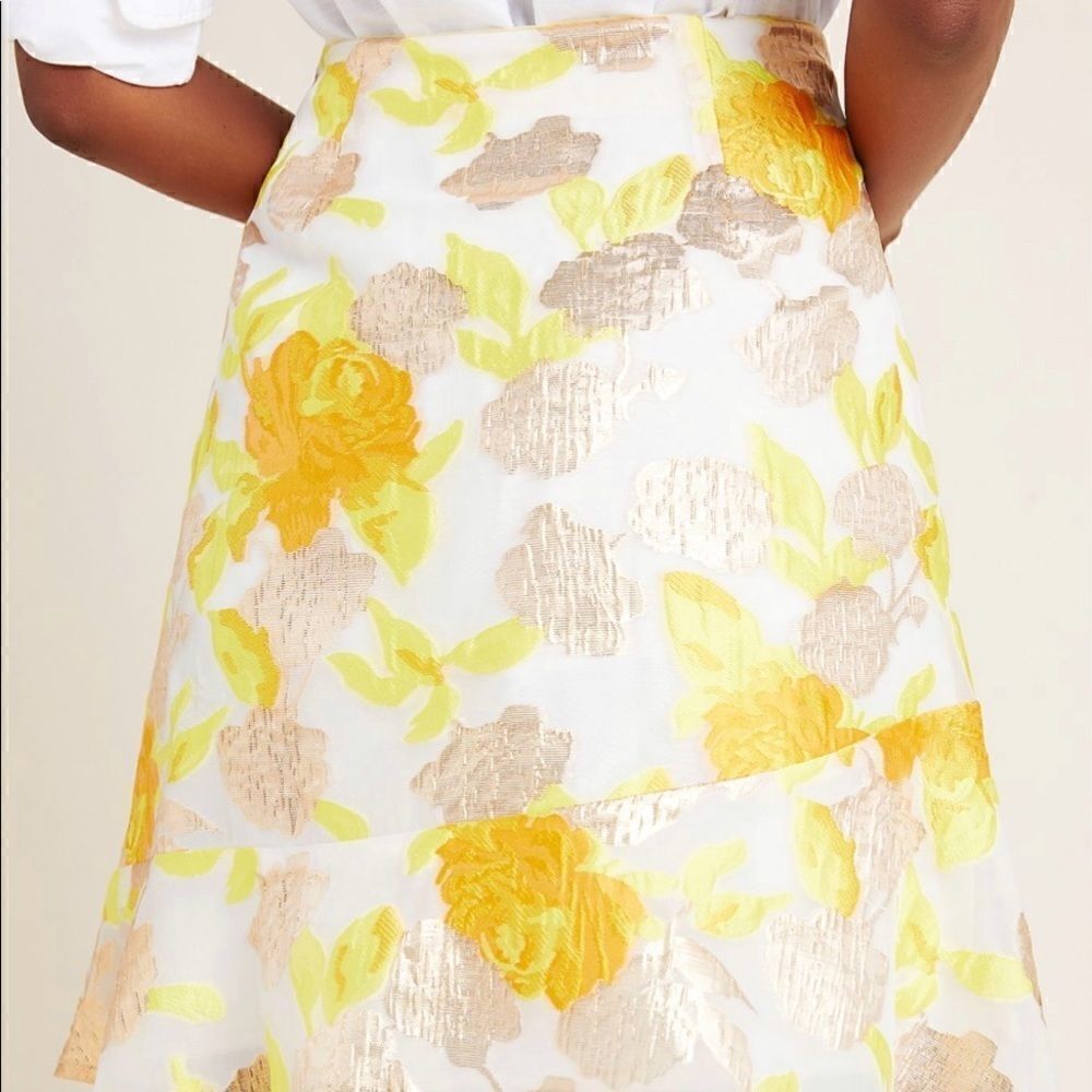 ANTHROPOLOGIE Faye Flounced Jacquard Mini Skirt